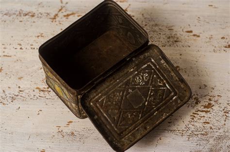 retro metal box with lid|Vintage Metal Box With Lid .